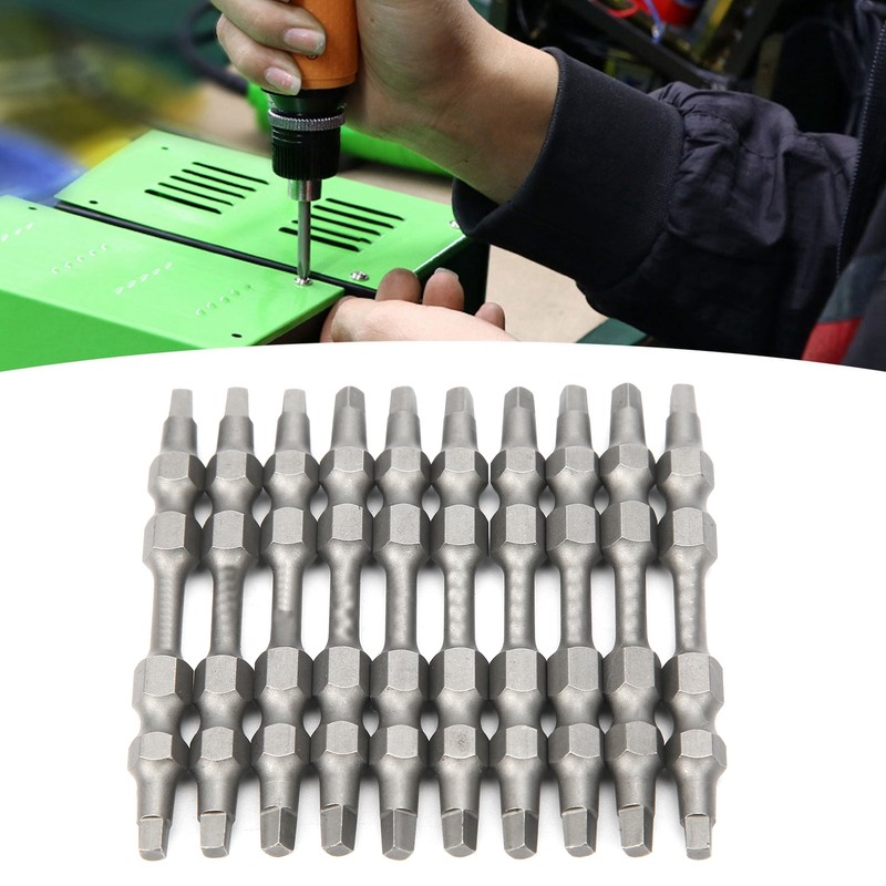 10Pcs Square Screwdriver Bits DoubleEnd Electric Magnetic Industrial Supplies 6.35mm
