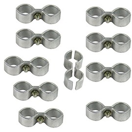 Kennel Clamps Shelf Pole Connector Double Port Pipe Clamps Clips 20mm/0.78" Set of 10 (20mm) Silver
