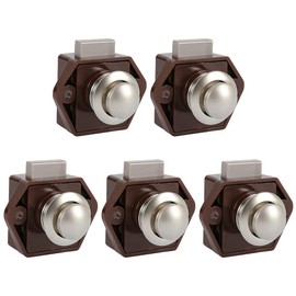 5PCS Push Button Latch Catch Push Door Lock,Keyless Door Lock Pop Up Cupboard Door Knob Latch Chrome for Boat RV Motorhome Caravan Camper Furniture (Brown)