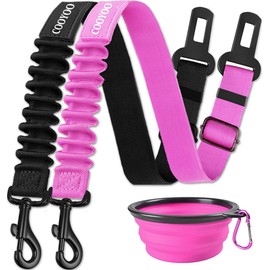 COOYOO Dog Seat Belt,3 Piece Set Retractable Dog Car Adjustable Seatbelts for Vehicle Nylon Pet Safety Heavy Duty & Elastic & Durable Car Harness for Dogs