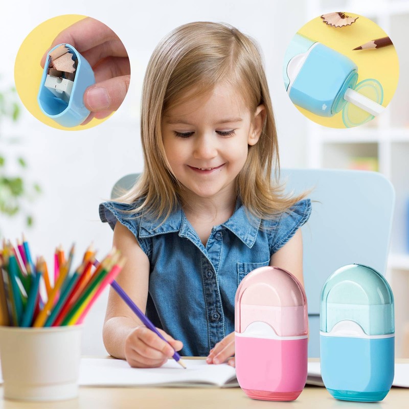 2 Pcs Manual Pencil Sharpener with Eraser Pencil Sharpener with