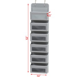 Simple Houseware Over Door/Wall Mount 6 Clear Window Pocket Organizer, Gray