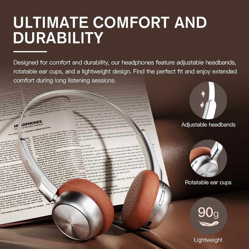 iKF R1 Wireless Bluetooth Headphones, Retro Classic Lightweight Headset, Builti-in