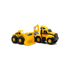 CatToysOfficial, CAT Construction Heavy Mover, Semi Truck and Trailer with Mini Crew Wheel Loader, Lights and Sounds, Ages 3 and Up,Yellow