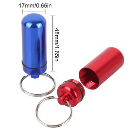 Androxeda Pack of 4 Pill Box Key Ring Mini Aluminium Pill Box Waterproof Key Ring Pill Bottle Small Capsule Pill Box for Travel Camping