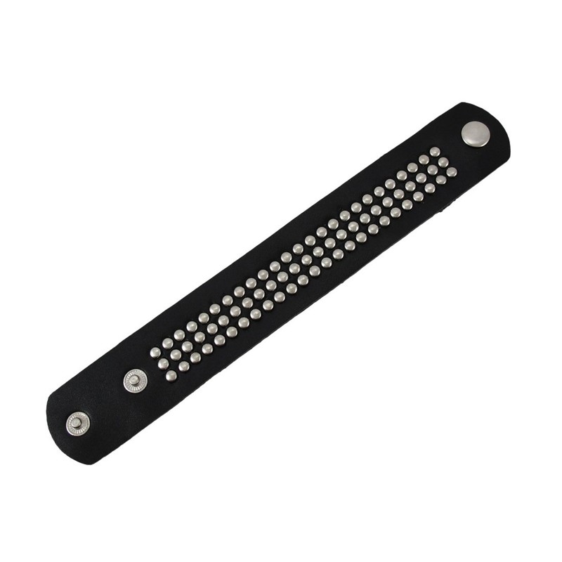Black Vinyl Wristband with Small Chrome Studs