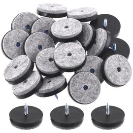 Swpeet 20Pcs 38mm Black Furniture Felt Pads Furniture Glide Assortment Kit, Non Slip Furniture Pads with Screw-on Felt Pad Furniture Slider Floor Protector for Wooden Leg Feet of Chair Table Sofa