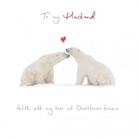 Traditional Husband Polar Bears Love at Christmas Card – Xmas Romantic Card