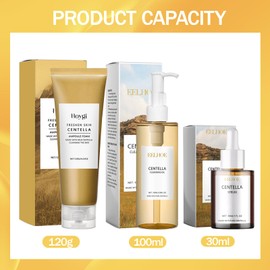 Centella Skin Care Set, Centella Cleansing Oil, Centella Cleansing Foam Face, Centella Serum, Moisturises, Reduces Pores, Suitable for All Skin Types, Pack of 3