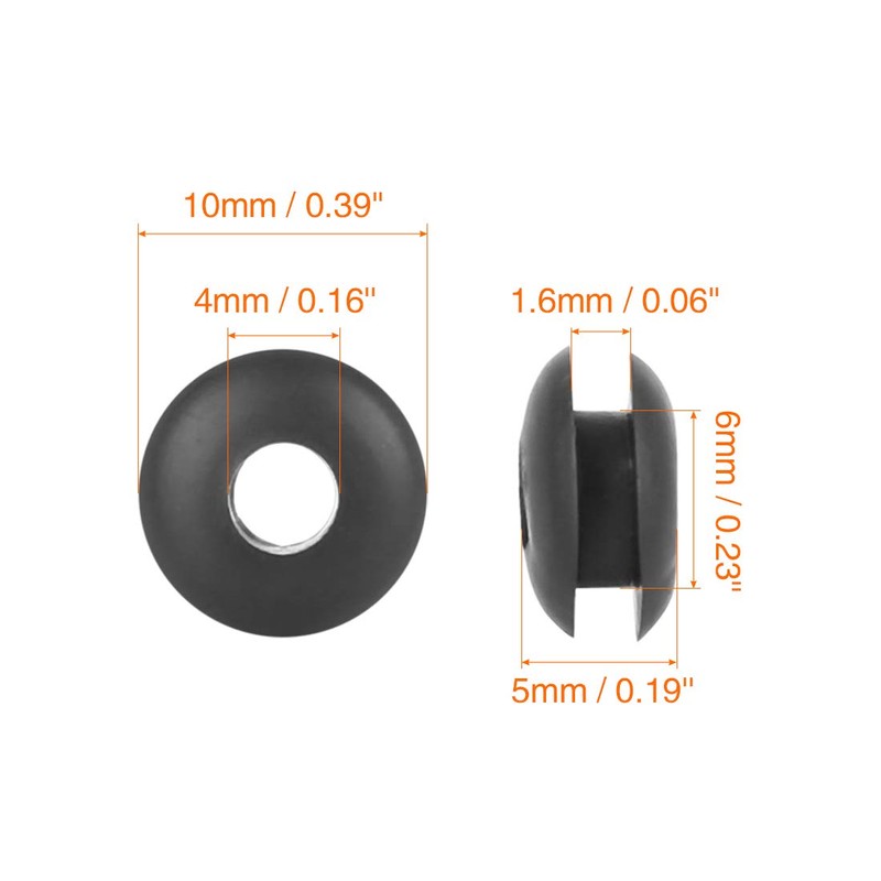 X AUTOHAUX 250 Pieces 4 mm Double Sided Rubber Grommets