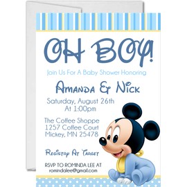 Mickey Mouse Baby Shower Invitations with Envelopes