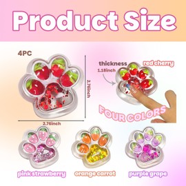 Aqzaxora 4pcs Colorful Cat Paw Squishy,Cute Cat Paw Squishy Toys,Glitter Cat Paw Toys Sensory Toys Handmade Soft Fidget Toys for Stress Relief(Fruit)