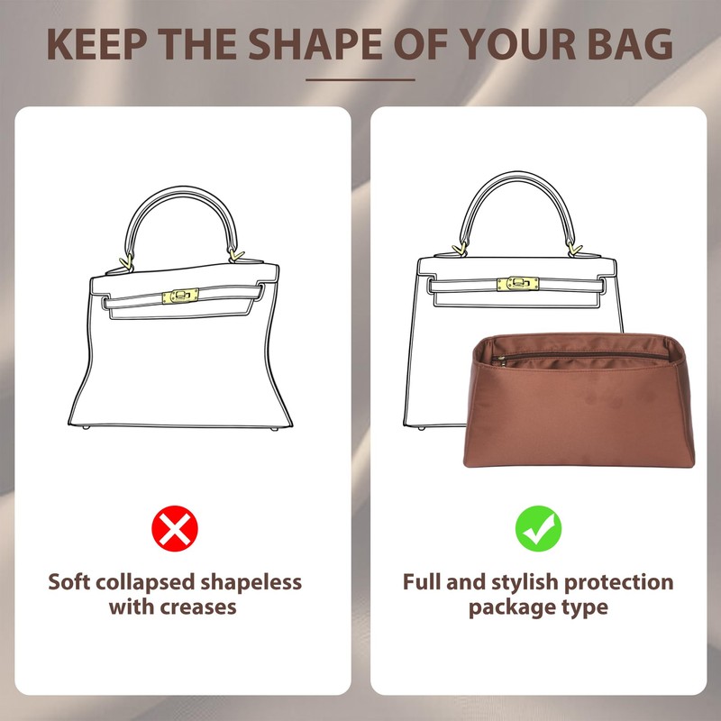 Doxo Ultra-Soft Satin Purse Organizer Insert for Hermes Kelly 25,