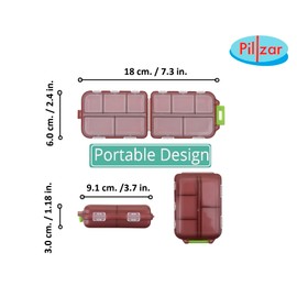 2 Pack Travel Portable Pill Organizer Pocket Size, with 10 Compartments, 10 Sticky Notes, Small Fold Pill Boxes of Two Colors. Perfect for Travel or Home Use.