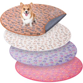 Clysee 4 Pack Whelping Pads Washable for Dog Waterproof Pet Pads Dog Pee Pads Reusable Training Pads Absorbent Round Whelping Pad Floor Pad Dog Bed Mat Puppy Pad for Crate Potty(32 Inch, Bright Color)