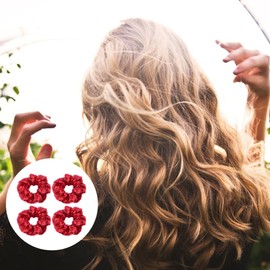 4pcs Sequin Hair Scrunchies Christmas Red Scrunchies Sequin Hair Tie Ponytail Holder Elastic Hair Band for Women Girls Holiday Hair Accessories