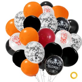 30PCS Halloween Balloons Set - Black Orange Spider Web & Blood Splatter Balloons for Scary Party Decor, Home Outdoor Yard Decoration
