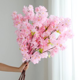 Hawesome Artificial Flowers Cherry Blossom Branches 42 Inch Fake Silk Cherry Blossom Flowers Arrangements for Wedding Party Home Decoration (Light Pink,3 Pack)