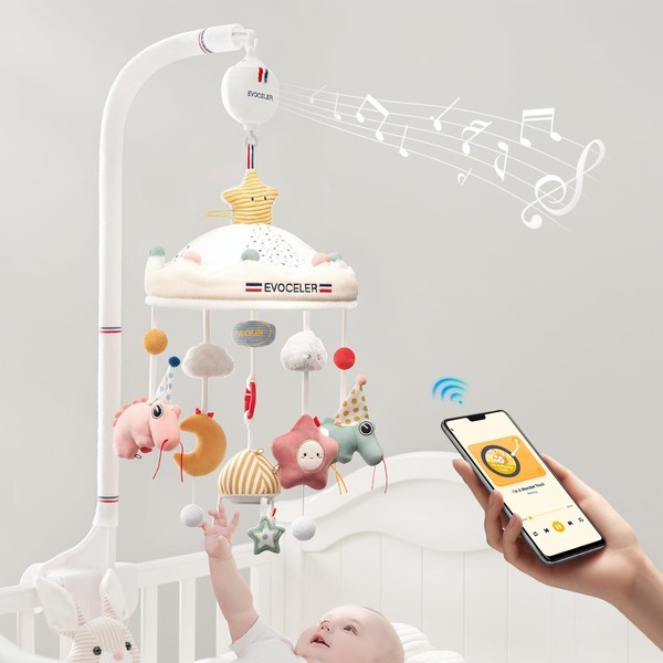Evoceler 3-in-1 Baby Crib Mobile, with an Extra Detachable Mobile
