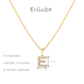 Eriluba E Necklace,Initial Necklace,24K Gold Plated Letter Necklace for Women(E)