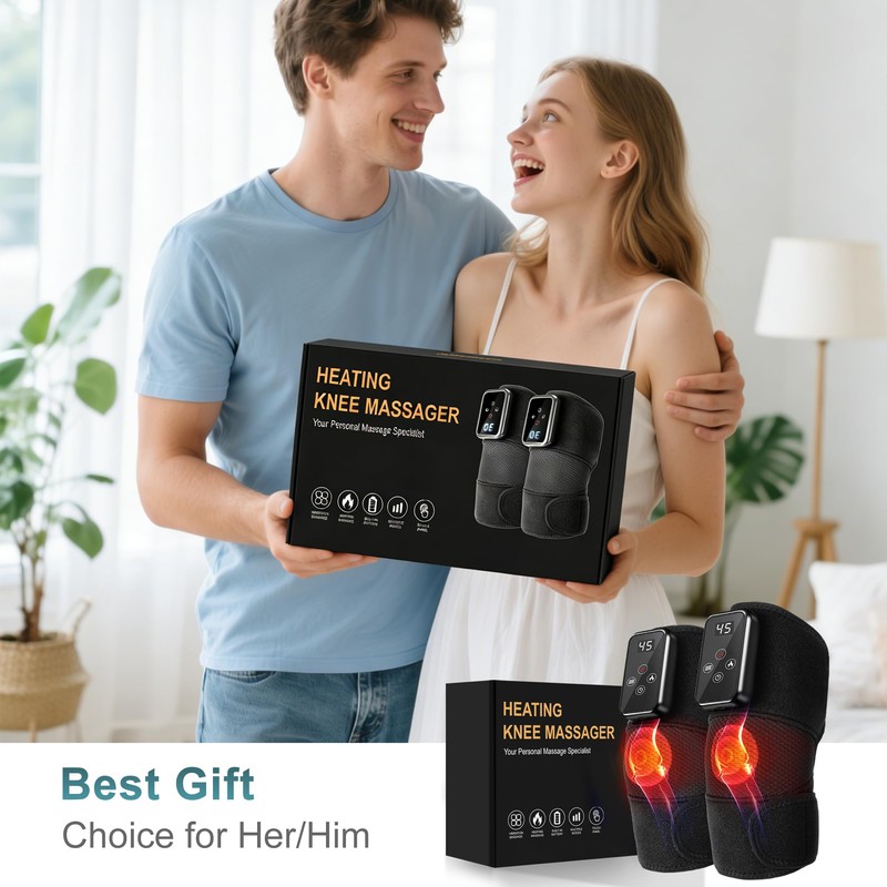LEERCON Knee Massager with Heat Cordless Heated Knee Brace with