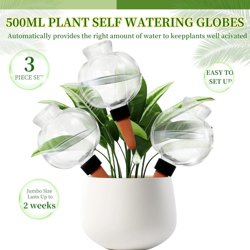 3 Pack Plant Self Watering Globes Top Fill for Indoor