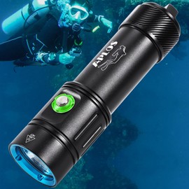 APLOS AP02 Tauchlampe, 2500 Lumen Tauchen Taschenlampe Wiederaufladbar, IPX8 Wasserdicht, Unterwasser Taschenlampe mit 5000mAh Akku und Ladegerät