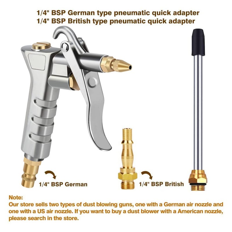 Air Blow Gun,Compressed Air Gun with Extension Nozzle with 1/4"