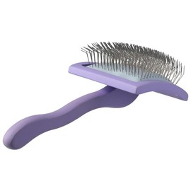 GetCoupon Slicker Brush, Long Pin Brush, Pet Comb, Dematting Tool with Stainless Steel Pins, Large(Black or Purple)(Purple)