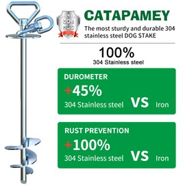 Catapamey Dog Tie Out Stake,360° Swivel Dog Run Stake - 304 Stainless Steel Stake,Runner for Yard,Use Any Tie Out Cable or Yard Leash-Up to 200 lbs-for Outdoor Camping