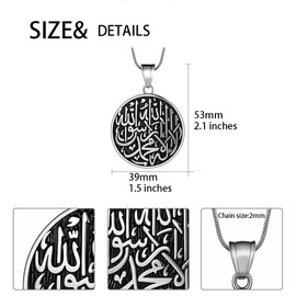 Hipunk Men Islamic Pendant Necklace - Muslim Allah Necklace Allah Necklace Mens Muslim Islam Pendant 316L Stainless Steel Islamic Arabic Gift Black Gun/18K Gold Plated Islam Jewelry SP0049, one size,