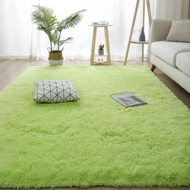 Vafodo 3X5 Feet Green Shaggy Area Rugs for Bedroom Living Room Ultra Soft Fluffy Throw Carpets for Girls Boys Kids Play Room Modern Home Decor Soft Fluffy Rugs