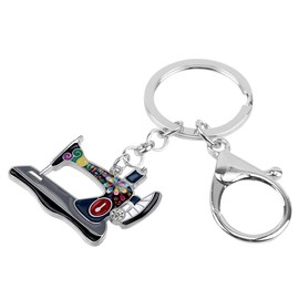 Enamel Metal Novelty Sewing Machine Key Chains For Women Girl Gift Car Purse bag Rings Charms (Black)