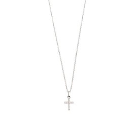 Xenox XS3521K Women's Sterling Silver Cross Pendant Necklace, Sterling Silver, Cubic Zirconia