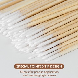 400PCS Pointed Cotton Swabs with Storage Case - Precision Tip Cotton Swabs with Wooden Sticks - Microblading Cotton Swab 4 inch - Cotton Swabs for Makeup, Tattoo Permanent Supplies