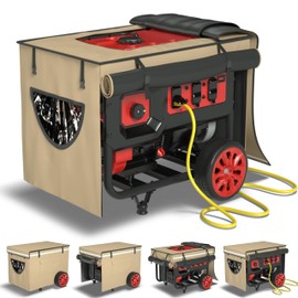 2025 Upgrade, Generator Covers While Running, 900D+210D Double Layer Production, Heavy Duty Dustproof and Waterproof Generator Covers, for 5000W-10000W Frame Generators, khaki, with Storage Bag