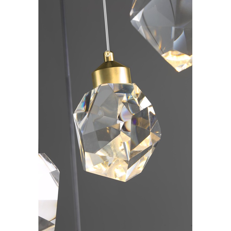 IDEQUY 1-Light Gold Pendant Light Fixtures,Mini Crystal Chandelier for Entyway