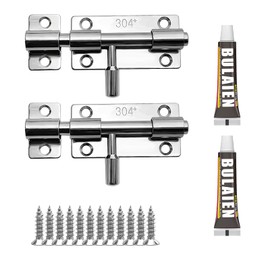 2PCS Edelstahl Türriegel Kleiner Riegelschloss Schiebeschloss Bolzenriegel Verschluss Riegel, 4 Zoll Verriegelbare Sicherheitsschlösser Für Badezimmer, Schlafzimmer, Schuppen Und Garagen, Silber