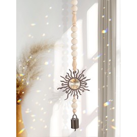 Wooden Wind Chimes with Suncatcher, Handcrafted Boho Windchimes Sun Catcher Home Decor, and Clear Crystal Prism - Suitable as a Gift for Mom and Women, Rainbow Maker for Windows, Porches, and Patios