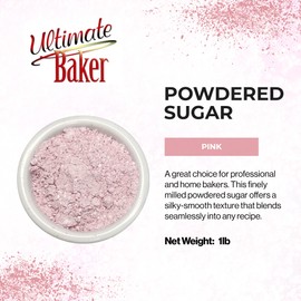 Ultimate Baker Powdered Sugar - Naturally Colored Icing Sugar for Icing & Frosting, Extra Fine Grain Confectioners' Sugar for Baking & Dusting (1lb Bag, Pink)