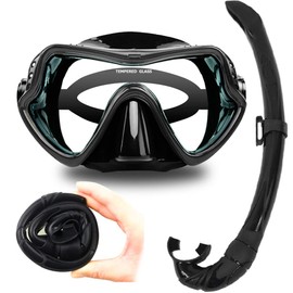 DAYOFF Snorkel Set Diving Mask Storage Snorkel Set (2 Piece Set (Black) ))