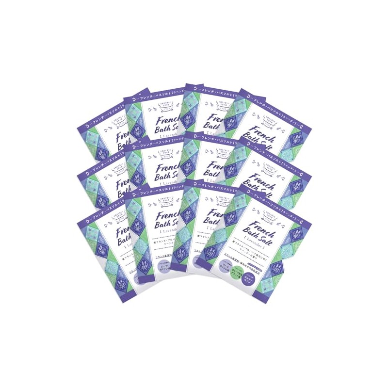 French Bath Salt, Lavender, 12 Packets Set (1.8 oz (50