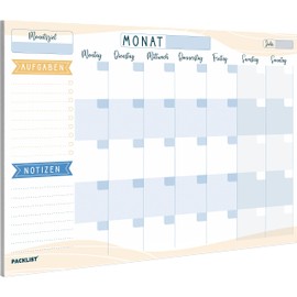 PACKLIST® Monthly Planner Pad A4 without Fixed Date. Diary Family Planner with Monthly Goal, To-Do List, Notes, Large Note Field - Exclusive Calendar with Eco Packaging
