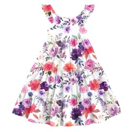 Vieille Girls Dresses 5T Summer Floral Sleeveless Dress 6X Kids Holiday Beach Princess Sundress Size 5 6