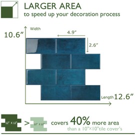 STICKGOO 10-Sheet Subway Tile Peel and Stick Backsplash, Self Adhesive Vinyl Wall Tiles, Stick on Backsplash for Kitchen and Bathroom(Thicker Design)