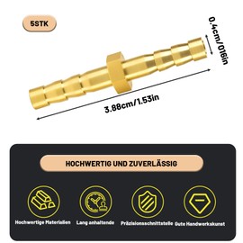 Schlauchverbinder 4mm, 6 Stück Messing Schlauchverbinder Set für PU Schläuche und Nylonschläuche, Gasschlauch Verbinder für Industrie, DIY Projekte und Gartenbewässerung