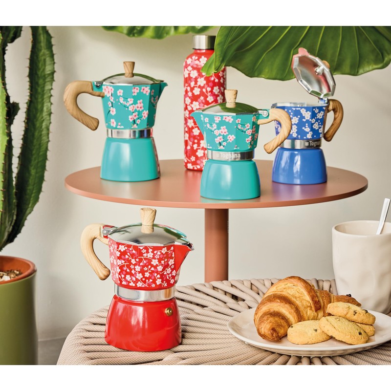 Tognana Japan Collection 3 Cup Coffee Pot Aluminium Aqua Green