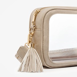 Unilily Clear Bag for Stadium Events, Clear Purse Stadium Approved Crossbody Bag for Concerts Sports Festivals Events Women, Light Taupe