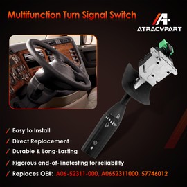 ATRACYPART Interruptor de señal de giro multifunción para limpiaparabrisas compatible con Freightliner Cascadia, reemplaza # A06-52311-000, A0652311000, 577.46012, 57746012