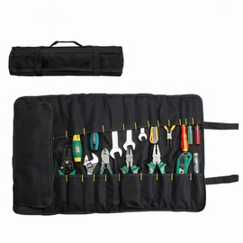Lichi Tool Roll Bag, 37 Pocket Tool Bags, Multi-Purpose Tool Roll Up Bag, Tool Wrap Roll Organisers, Portable Tool Pouch, Screwdriver Spanner Roll Tools Storage - Black